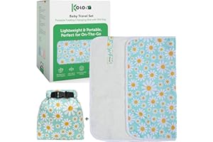 Fasciatoio Portatile Neonato da Viaggio Pieghevole - Interno in Morbido Bambù, Impermeabile, con Wet Bag Omaggio - Motivo Margherite – Kolo