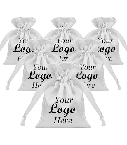 TOPTIE 25 Sacchetti Regalo Personalizzati In Cotone Con Cordoncino - Per Gioielli, Bomboniere, Regali Aziendali (17x24 Cm) - 2