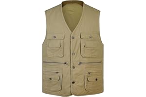 Oralidera All'aperto Gilet da Pesca Traspirante da Uomo Multi-Tasche Fotografico Casuale Panciotto Campeggio Pesca Gilet Air Tempo Libero Giacca da Uomo