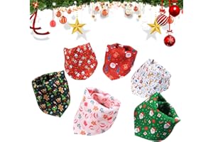 Satiskid 6Pcs Weihnachts-Hundeschal Verstellbarer Hundehalstuch Lebkuchen Weihnachtsmann Waschbar Atmungsaktiv Halstuch Kleine Mittelgroße und Große Hunde Katzen (Lebkuchen- und Weihnachtsmannmuster)