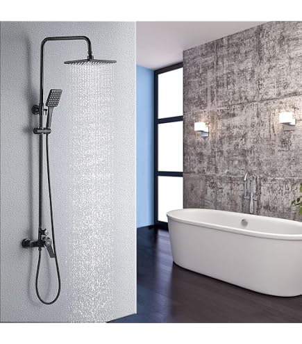 Keweai Duschsystem Set – 3-Wege-Umsteller Mit Regendusche & Handbrause, Chrom, Mit Druckausgleichsventil