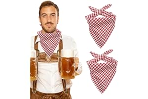 BIBITI Foulard traditionnel pour la fête de la bière pour homme et femme - Accessoires de costume bavarois à carreaux bleu/rouge et blanc - Pour fête de la bière - Vêtements décoratifs bavarois (45 x 45 cm)