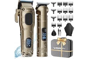 Vgrpro Hair Clippers Men Professional, Mens Clippers and Trimmers Set, USB Rechargeable Cordless Hair Clippers for Hair Cutting, Electric T-Blade Hair Trimmer for Men with Package Case (Gloden)