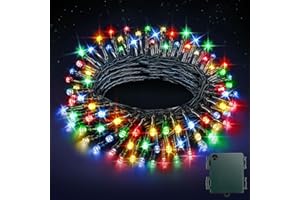 BUUDALA Guirlande Lumineuse à Piles pour Noël et Jardin - 5M, 50 LED, 8 Modes + Minuterie, IP44 Imperméable, pour Intérieur/Extérieur, Fête, Terrasse, Boîtier à Piles Vert - RGB