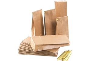‎LOGBUCH-VERLAG Kleine Blockbodenbeutel, 25 Stück: Papiertüten Braun, Teetüten Kraftpapier, Geschenktüte Give-Aways, Für Kaffee, Tee, Kräuter & Kekse, Kraftpapiertüten, Papiertaschen mit Verschluss, 7 x 4 x 20,5 cm