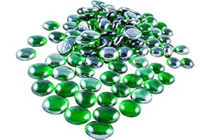 Neez Kieselsteine - Dekosteine für Garten, Balkon, Aquarium, Bunte, Fluoreszierende, Leuchtsteine - Muggelsteine, Glassteine & Glasnuggets (75 Grüne Kieselsteine)