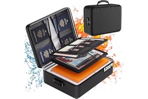 DOCSAFE Bolsa de documentos ignífuga con cerradura, 5200°F mejorado con aislamiento térmico, caja de almacenamiento ignífuga e impermeable, organizador de archivos de 8 capas, portátil, almacenamiento seguro