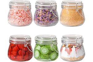 ComSaf 500ml Einmachgläser mit Bügelverschluss 6 Stück Klein Gestreift Bügelgläser, Vorratsgläser mit Deckel Luftdicht für Küche, Tee, Nudeln, Zucker, Bohnen, Kekse Gläser mit Bügelverschluss