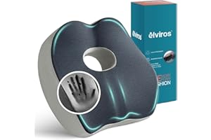 Elviros Memory Foam Seat Cushion for Office Chair, Coccyx Support Cushions for Back Pain & Sciatica Pressure Relief, Ergonomic Donut Pads for Tailbone Comfort, Fits Wheelchair, Car, Gaming Seats, Navy