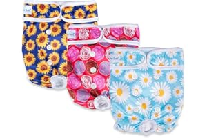 Pet Soft Dog Nappies Female - Washable Female Period Pants for Dogs Pets, Incontinence Reusable Dog Diapers 3Pack