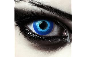 DESIGNLENSES lentilles de couleur bleu intense pour halloween costume GOT marcheur blanc, 1 paire (2 pcs), sans correction + étui à lentilles "Blue Elfe"