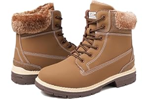 ZIITOP Womens Snow Winter Boots Waterproof Ladies Ankle Walking Boots Womens Warm Fur Lined Hiking Walking Shoes Mid Calf Lace up Lightweight Non-Slip Outdoor Shoes