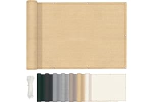 HENG FENG Osłona balkonowa 90×600cm HDPE,Ochrona Prywatności,Osłona Przeciwwiatrowa,Odporna na Działanie Promieni UV,z Opaskami Kablowymi,Ziemisty żółty