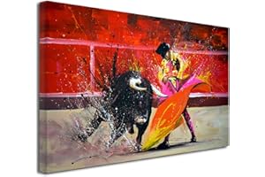 DECLINA Tableau grand format, reproduction tableau sur toile, décoration salon, toile moderne, Reproduction peinture sur toile Toro, 120x80 cm