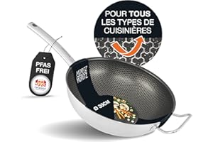 Moritz & Moritz Poêle à wok en acier inoxydable de 30cm avec revêtement céramique - Convient à tous les types de cuisinières - Structure alvéolaire antiadhésive pour cuire, rôtir et mijoter