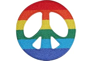 ELLU Rainbow Peace Sign Embroidered Iron/Sew On Patch T Shirt Gay Pride Flag Badge