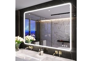 S'bagno 100x70cm Espejo Baño con Luz, IP44 Espejo Baño LED con Bluetooth, Antivaho, 3 Temperaturas de Color 3000K-6500K, Regulable, Espejo de Baño con Led con Función de Memoria, Horizontal/Vertical