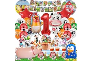SWOKKTS Decoración Cumpleaños Granja de Zenon 1 Año, Globos de Cumpleaños Granja de Zenon, Globos para Cumpleaños Niño Niña 1 Año, Infantiles Decoracion Animales Granja (Decoracion Granja de Zenon 1 Año)