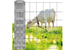 AMAGABELI GARDEN & HOME Amagabeli 50 m Wildzaun, Landwirtschaftszaun, Geflügelzaun, 80/8/15, geknotet, Maschendraht, Wiesenzaun, feuerverzinkt, Forstzaun für Tiere, Drahtzaun, Schaf, Knoten