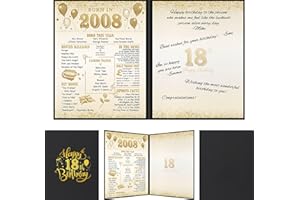 Benjia 18th Birthday Decoration, Bday Card Gift Guest Signing Book for Boys Girls, Born in 2008 UK Poster Guestbook, 18 Years Old Signature Board, Black Gold Birthday Party Decor for Daughter Son