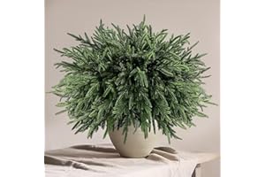 XIMISHOP 16PCS Christmas Artificial Branches, 45cm Large Artificial Christmas Norfolk Pine Branches Faux Greenery Real Touch Pine Needle Branch for Xmas DIY Making Garland Wreath Home Decor