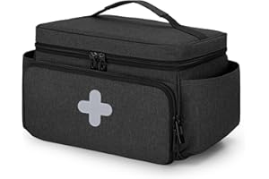 CURMIO Sac Familial de Rangement pour Médicaments, Organisateur de Premiers Secours pour Trousses Médicales d'urgence, Étui Vide, Noir