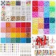 SJZWSD Friendship Bracelet Kit - 13000pcs Polymer Clay & Glass Seed Beads, 48 Colors, 6mm Heishi & 416 Letters Beads for Bracelet Making & Friendship Bead Creations