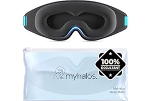MyHalos® Sommeil 2022 pour Femmes et Hommes – Masque de Nuit Occultant pour Dormir sans Pression Oculaire avec Pochette de Rangement – Masque Pour Dormir, pour Voyage, Yoga