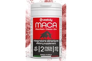 Veetaly Maca Peruviana, Tribulus Terrestris, Zinco - 2 Mesi di Fornitura, 60 Compresse Vegan