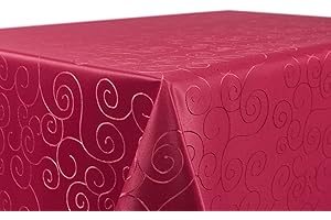‎BEAUTEX BEAUTEX Tischdecke Damast Ornamente - Bügelfreies Tischtuch - Fleckabweisende, Pflegeleichte Tischwäsche - Tafeltuch, Eckig 110x110 cm, Bordeaux