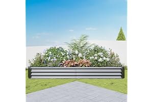VERFARM Metal Galvanized Raised Garden Bed Kit, 8 x 4 x 1 ft Galvanized Steel Raised Garden Planter Box Outdoor with Open Base for Growing Vegetables/Flowers/Herbs/Fruits/Succulents, Black