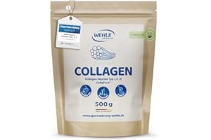 ‎WEHLE SPORTS Collagen-Pulver 500g / Kollagen-Hydrolysat - Eiweiß-Pulver Geschmacksneutral - Wehle Sports - Made in Germany Kollagen Typ 1 2 3 Lift Drink