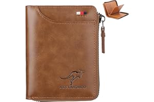 UFYVPKS Mens Wallet, RFID Blocking Slim Flip Wallets, Credit Card Holder, Leather Zipped Wallets for Men,Holds up to 14 Cards, 1 Bank Notes,Credit Card Slots, ID Window,etc