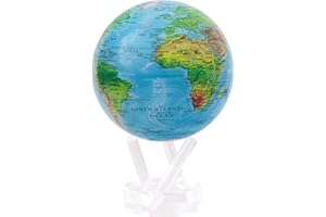 Globe MOVA – Carte en Relief Bleue 11,5 cm | Globe Terrestre Rotatif avec Détails Topographiques | Sans Piles ni Câbles | Décoration Élégante de Bureau ou Cadeau Éducatif