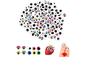 Fagent 700 Pièces Yeux Mobiles Autocollants Adhésifs en Plastique, Wiggle Rondes Eyes 5-18mm Yeux de Décoration en Plastique, Yeux Écarquillés pour Accessoires de Scrapbooking DIY (Noir/Couleur)
