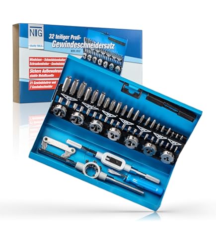GSR A S 32-Piece Tap Cutting Set Metric M3-M12 | Hand Tap Die Adjustable Tap Wrench Die Holder Thread Template - View #5
