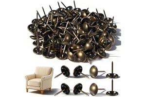 Grevosea 100 Pcs Upholstery Tacks for Furniture, Vintage Furniture Tacks Brass Upholstery Nails 7/16 Inch Decorative Thumb Tacks for Sofa Chair Bed and Other Furnitures