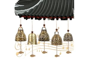 YOUNGSAY 5 STK Feng Shui Glocken, Glücklich Windspiel Glocke aus Metall, Vintage Windspiel Buddhistisch, Drache und Phönix Segen Feng Shui Chimes für Familie und Gärten (5 Stile)