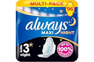 ‎ALWAYS Always Maxi Night Binden Mit Flügeln (Größe 3) 12 Stück, Bis zu 100% Schutz, einzeln verpackt
