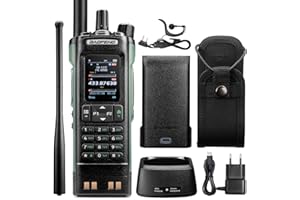 Radio BAOFENG DM-32UV DMR 10W, radio portatile UHF/VHF/AM/FM con GPS e APRS digitale, doppio slot Tier II, display a colori da 2", 4000 canali, 50000 contatti, custodia, verde