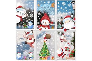 Inreeme Vetrofanie Natalizie per Finestre 192 Pezzi - Adesivi Natalizi per Finestre Riutilizzabile, Vetrofania Natale per Vetrine Rimovibile, Decorazioni Natalizie Addobbi Natalizi per Casa e Negozi