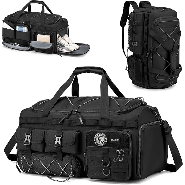 Arxus Sac à Dos Tactique 60L 3-en-1 – Sac De Voyage, Bagage à Main Et Crossbody, En Polyester 1000D, Pour Randonnée Et Camping