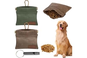 Cinsersr Leckerlibeutel für Hunde 2 Stück Hundeleckerli Tasche Futtertasche Hund Hund Leckerli Tasche Freisprech Leckerlibeutel für Hunde Mit Automatischem Verschluss Armeegrün Braun