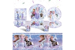 LUCLAY Party Decor Tableware Set Girls- Birthday Party Plates Princess Themed Party Supplies 51PCS Paper Plates Cups Napkins Tablecloth Part Favors for Kids Baby Shower Decorations