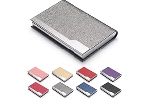 FACATH Visitenkartenetui – Luxus PU-Leder Namenskartenhalter & Edelstahl Multi-Kartenetui, schlankes Metallfach, Kartenetui für Kreditkarten, Kreditkartenfächer, mit Magnetverschluss, Grau