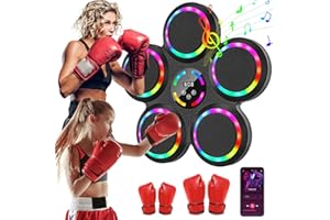 IERAKOR Maquina de Boxeo Musical, 2025 Nuevo Boxeo Musical Pared con Guantes De Boxeo, Conexión Bluetooth, Luces LED Coloridas, Ajuste de 5 Velocidades, Múltiples Modos de Entrenamiento, Conteo Automático