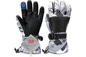 Odtmger Guantes de Esquí, Guantes de Nieve más Cálidos, Impermeables y Transpirables para climas Fríos, para Padres e Hijos al Aire Libre