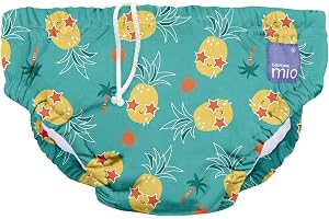 Bambino Mio Återanvändbar Badblöja – Läckagesäker & Justerbar, Populär och Bäst Säljande Simblöja för Barn - 0–6 månader - Grön ananas