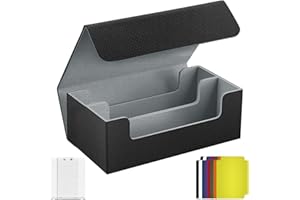 Miyacare Sammelkarten-Aufbewahrungsboxen für 1200+ Karten mit Trennwänden, PU Leder Starkes Magnetic Sammelkarten Box, Spielkarten Deck Boxe für TCG MTG YuGiOh Karten (Schwarz+Grau, 1200+)