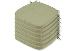 SOFTILLO Comfortable Chair Cushion With Ties - 42x40x5cm - Indoors/Outdoors Seat Pads Cushion Pad - For Dining, Living Room, Garden, Patio, Office Chairs – Thick Portugal Fabric – (Pistachio, Pack of 6)